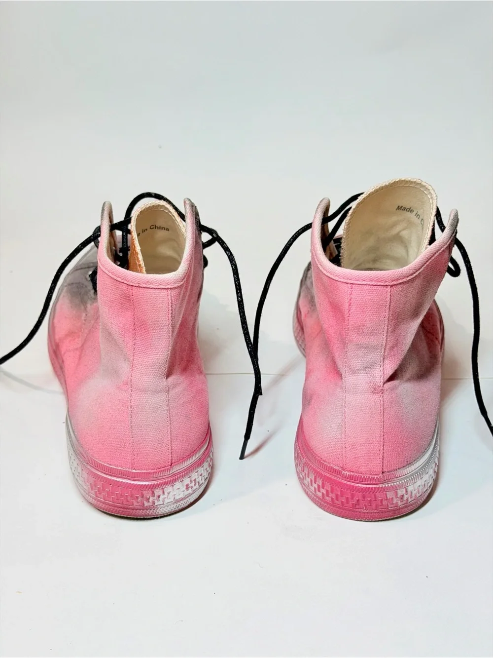 Acne Pink Gradient High-Top Canvas Sneakers